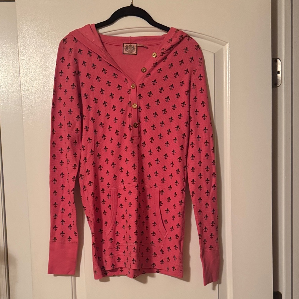 Juicy Couture Pink Hooded Sweater with Button Detail